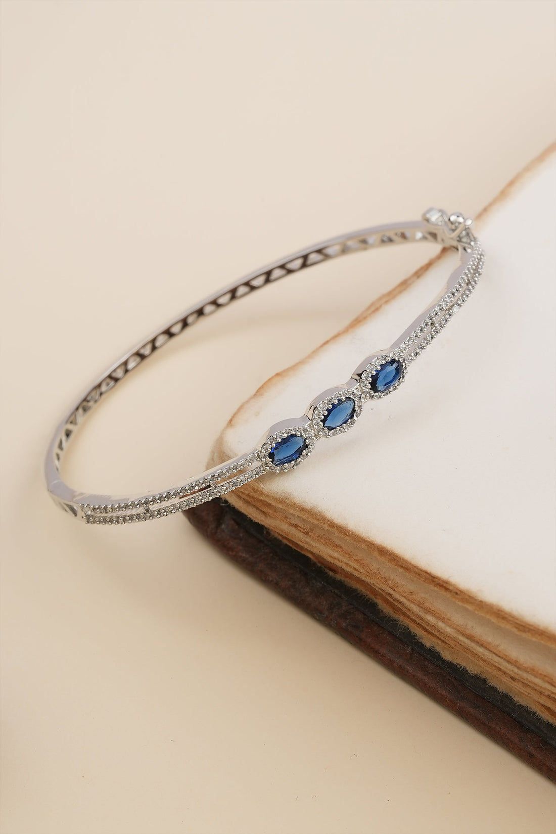 Sapphire blue stone American Diamond bangle by Temple Dollar