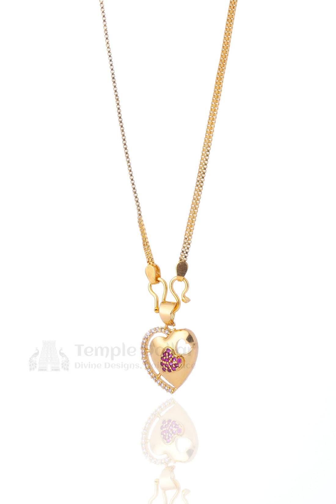 American Diamond heart pendant chain for women by Temple Dollar