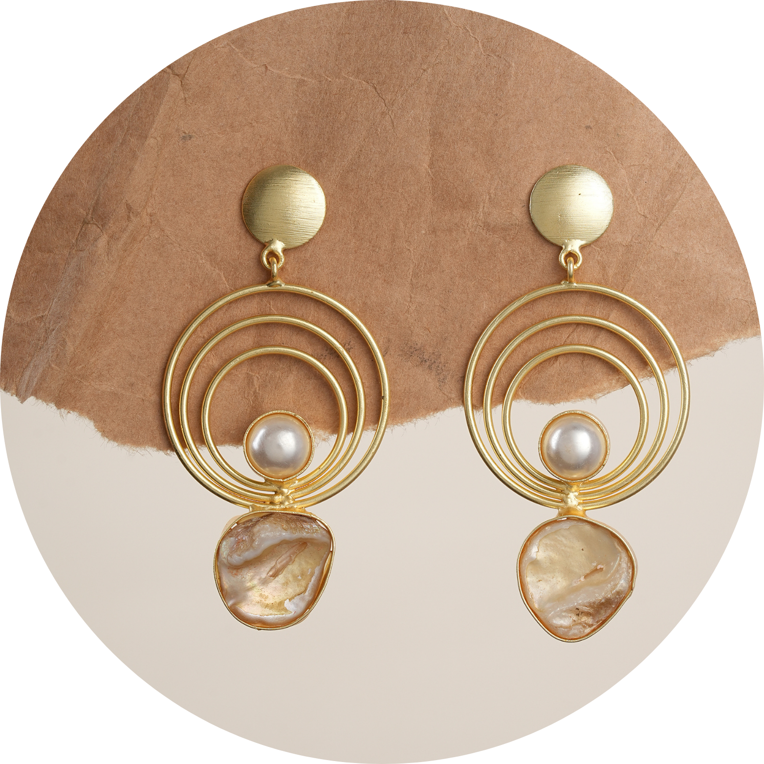 Fashion Earrings - Modern Pearl Orbit Earrings