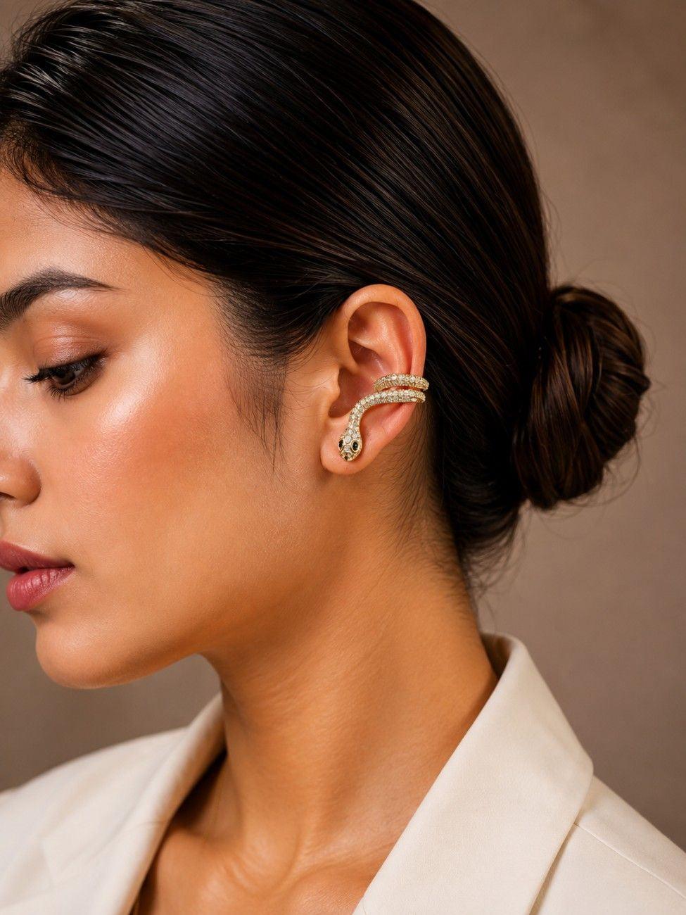Snake-shaped Golden Ear Cuff
