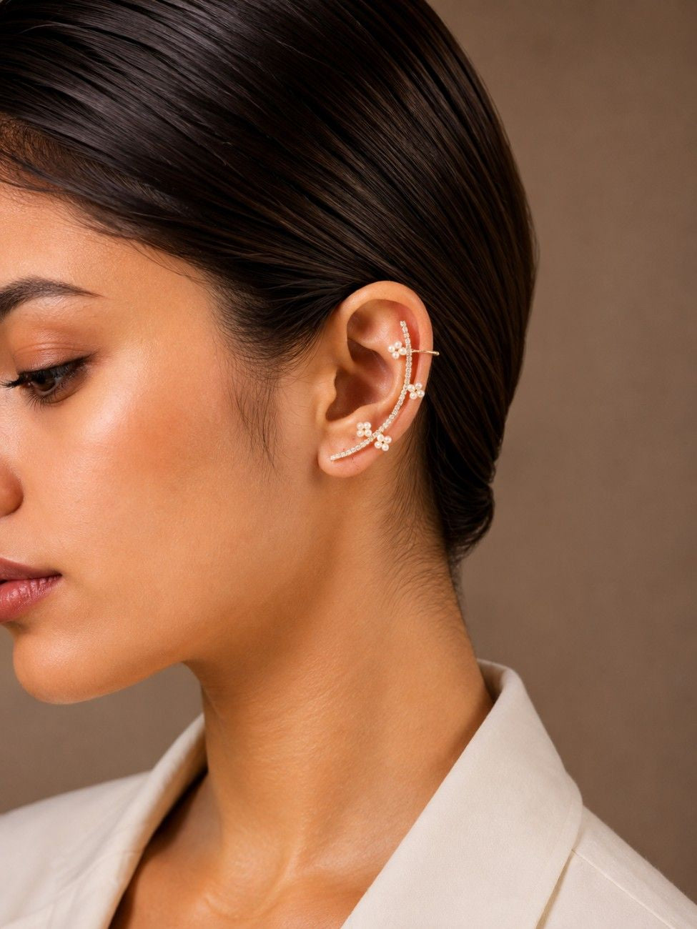 Pearl and Crystal Ear Cuff