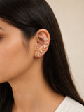Sparkling Crystal Leaf Ear Cuff - Gold-plated Dainty Crawler Earring
