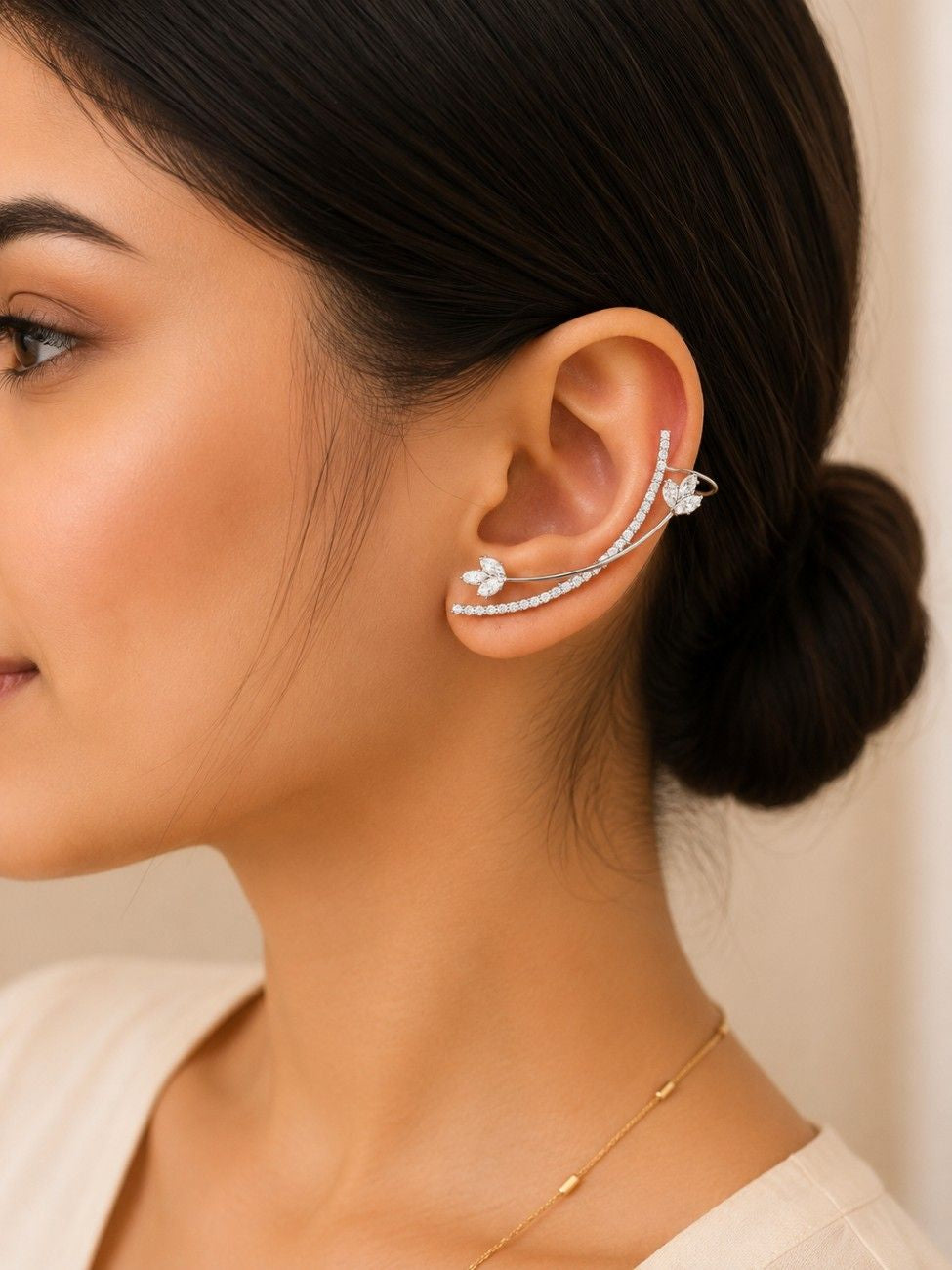 Crystal Silver Ear Cuff