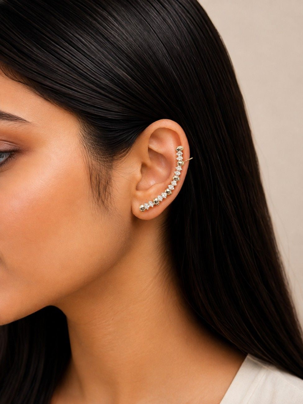 Luxe Gold-tone & Crystal Arc Ear Cuff
