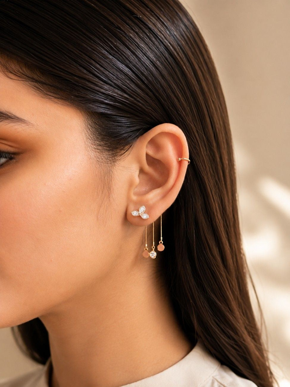 Gold Fourleaf Clover Ear Cuff