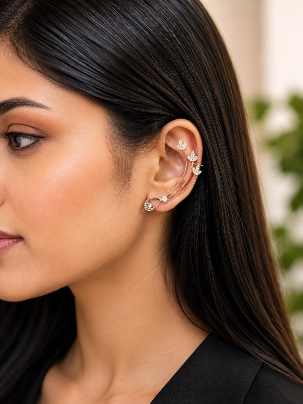 Rose Gold Infinity Bloom Ear Cuff