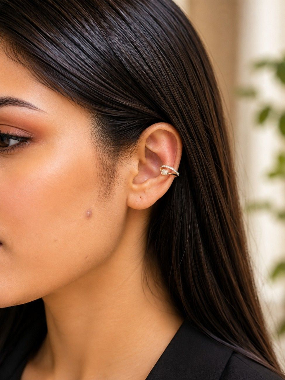 Sculptural Gold Horizon Ear Cuff