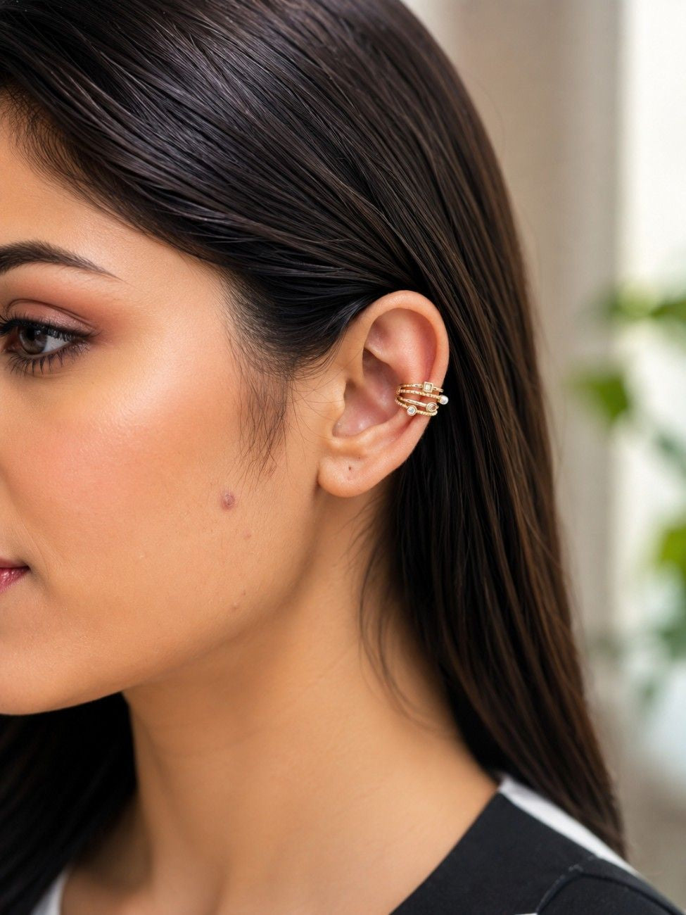 The Artisan Triple-band Crystal Ear Cuff