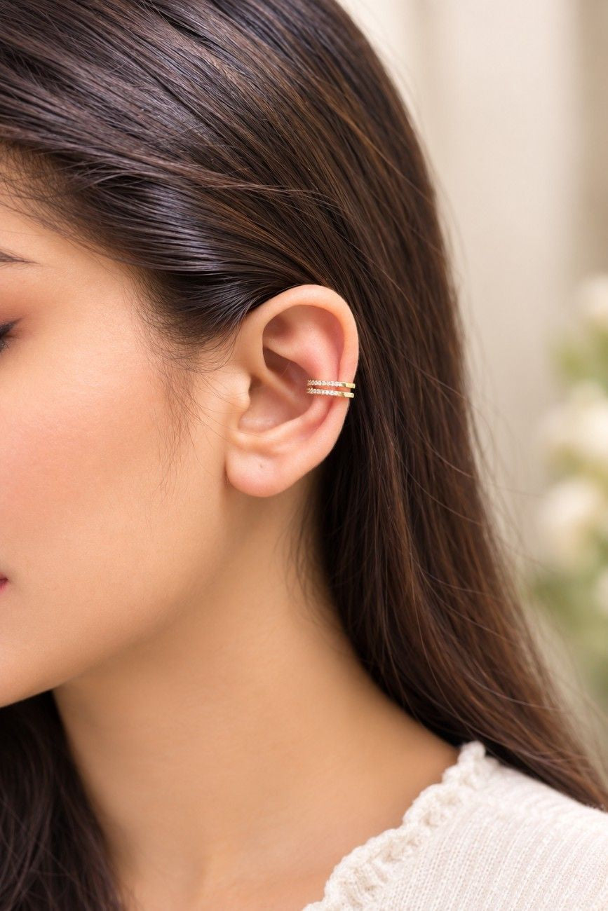 The Twin-row Sculptural Ear Cuff