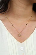 Dainty Gold Mangalsutra – Single Flower CZ Pendant Thin Chain Necklace