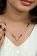 Dainty Gold Mangalsutra – Baguette V-Shape CZ Pendant Daily Wear Necklace for Women