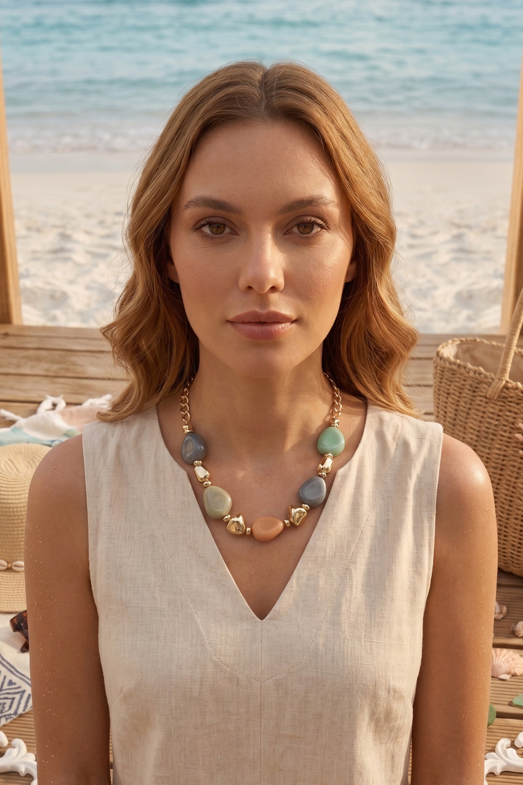 Tumbled Stone Beaded Necklace