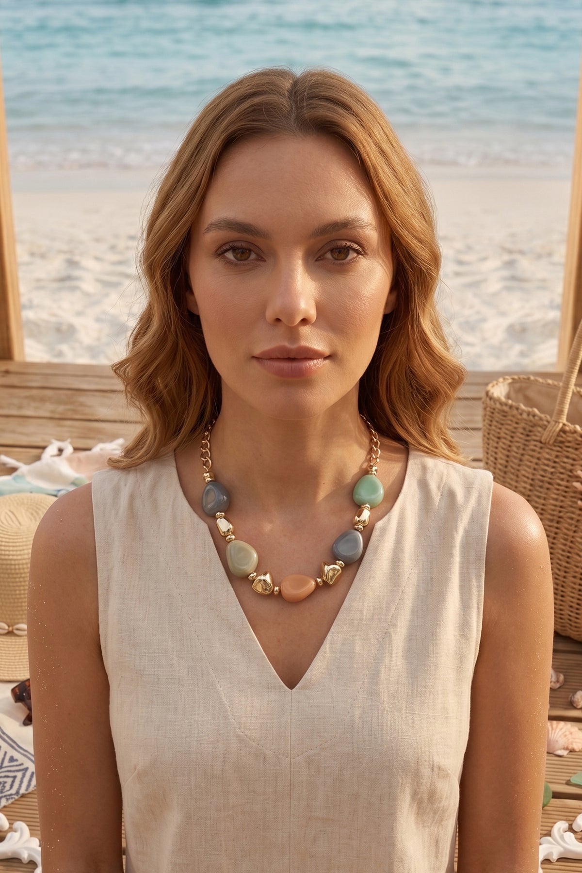 Tumbled Stone Beaded Necklace