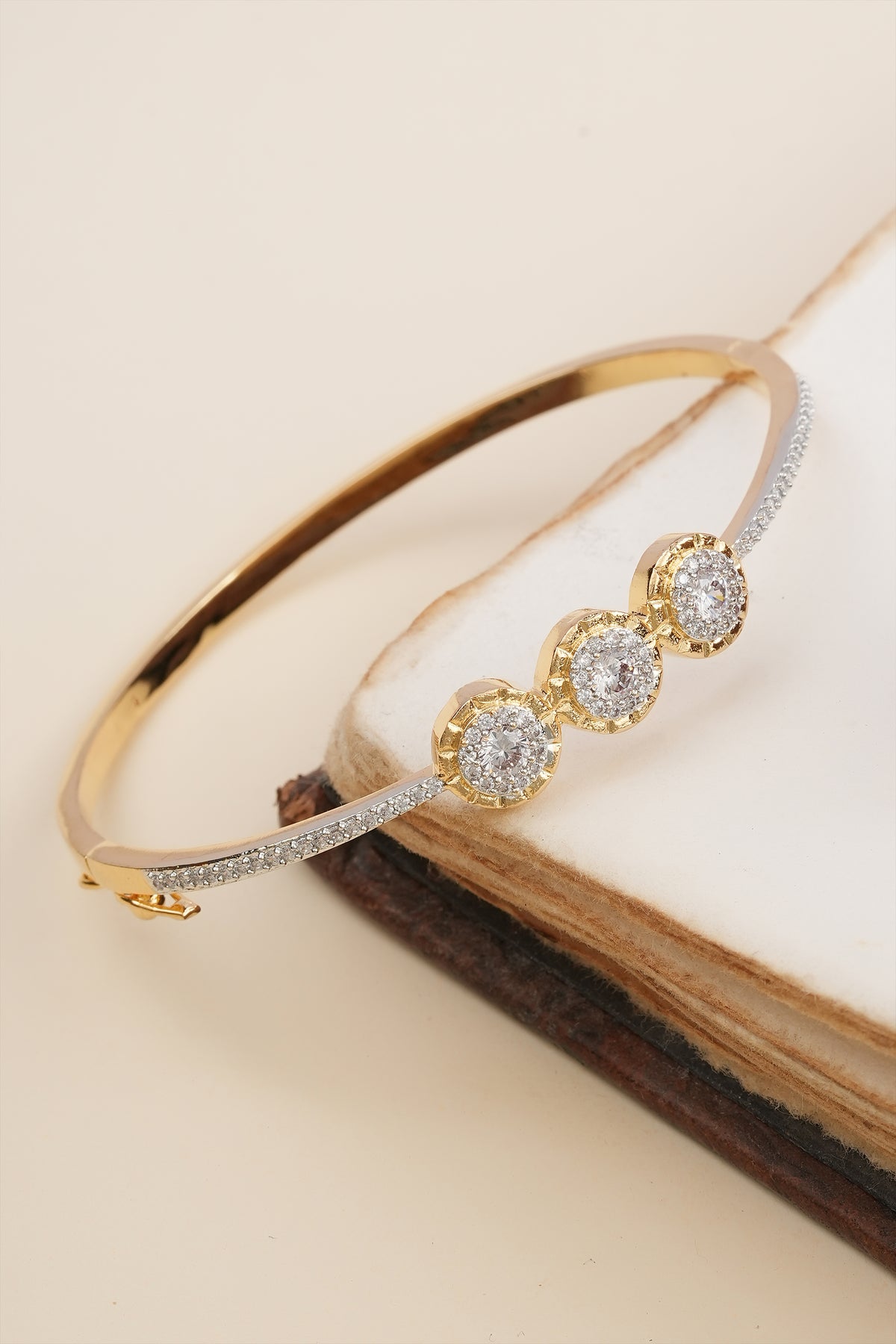 Women Brass American Diamond Gold-Plated Bracelet