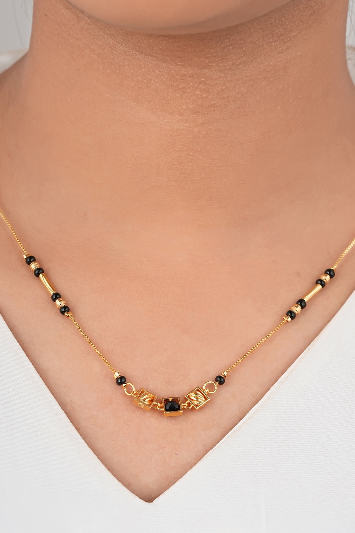 Modern Geometric Mangalsutra by Temple Dollar - structured geometric pendant