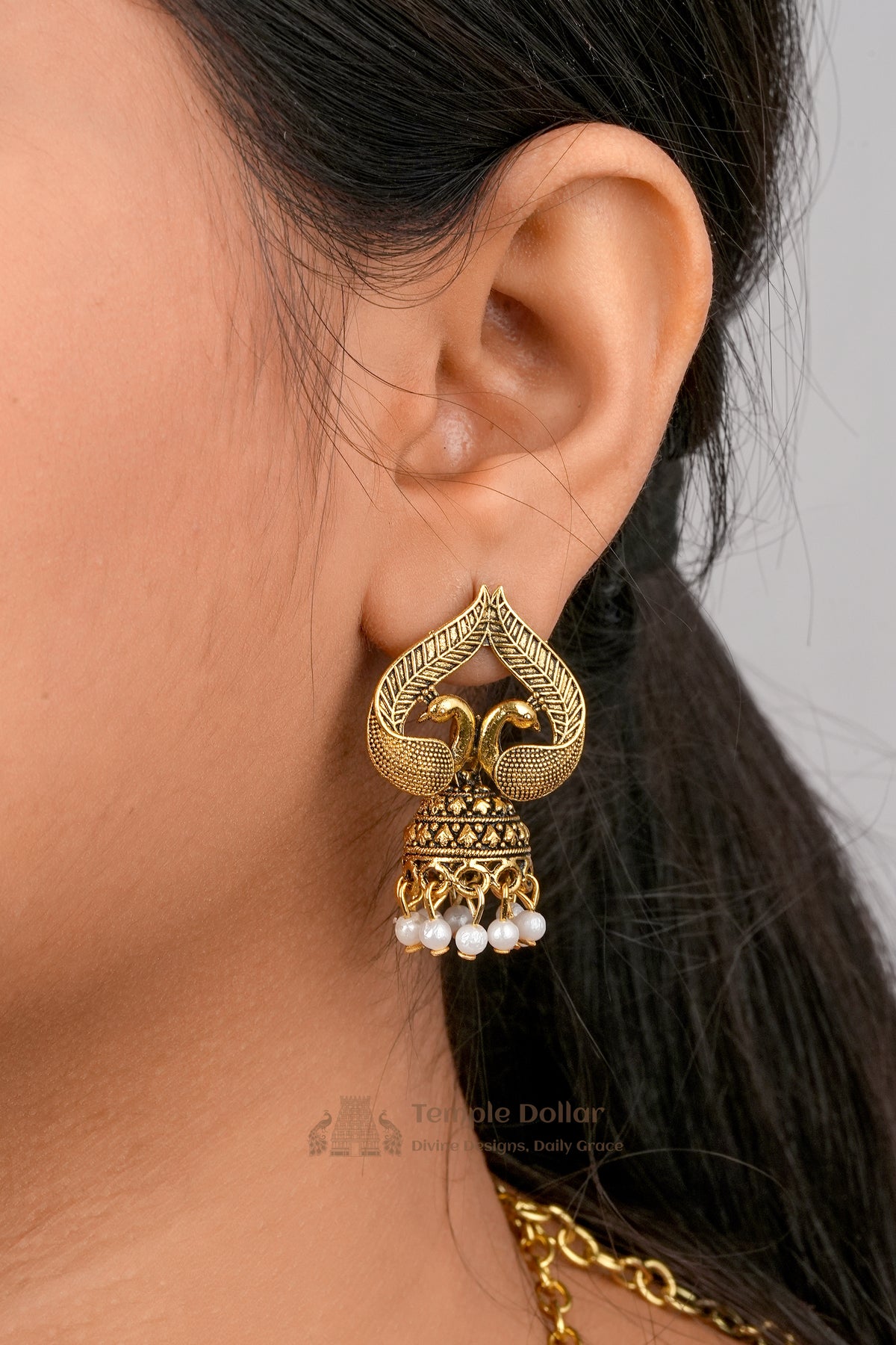 Antique Peacock Choker & Jhumka Set