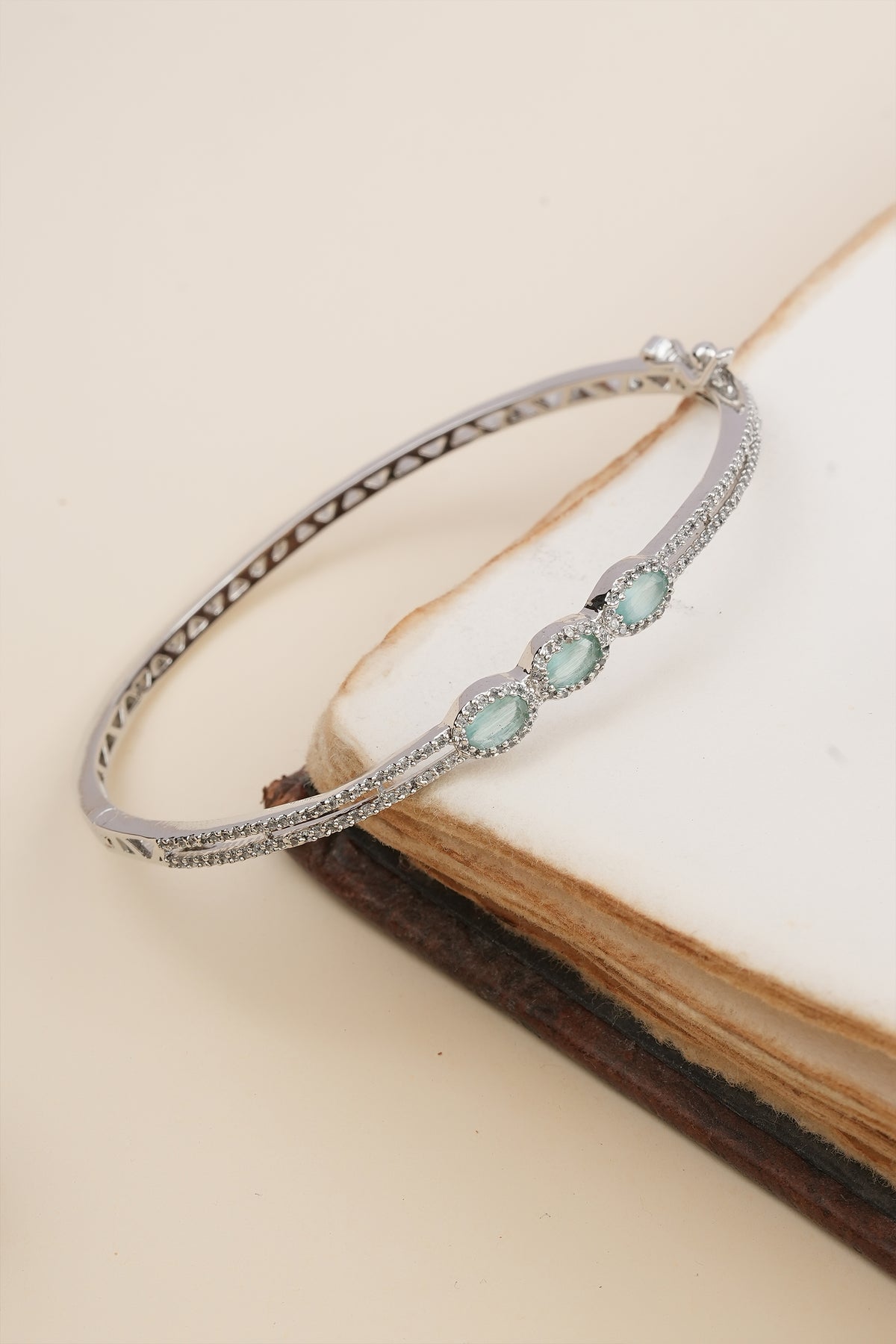 Sea Green AD Studded Cuff Bracelet