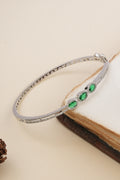 Emerald Stoned American Diamond Silver Plated Bracele