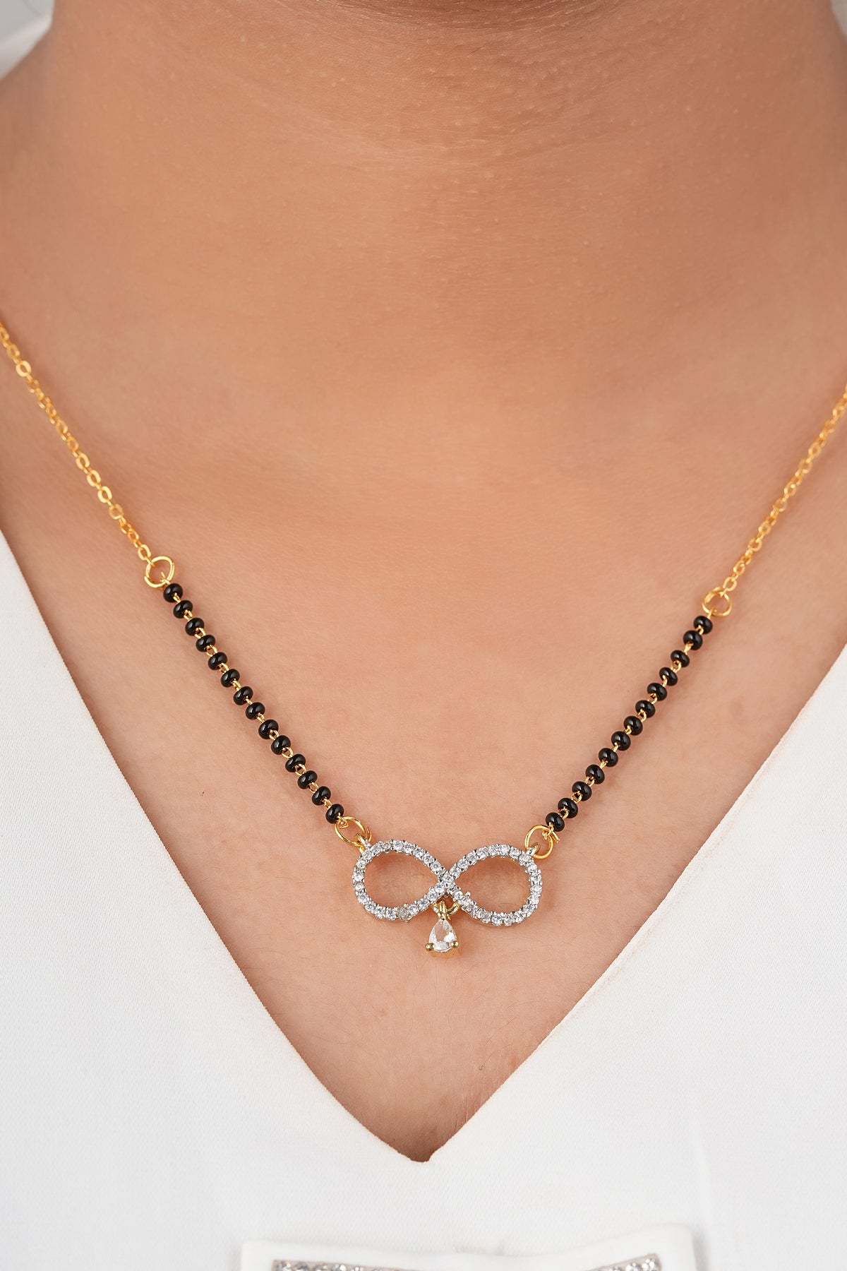 Infinity Sparkle Mangalsutra by Temple Dollar - infinity-motif pendant with CZ stones