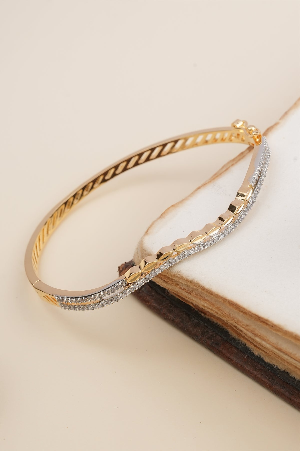 Gold and Diamond Bangle-Style cuff Bracelet
