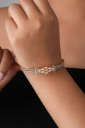 Floral Cluster American Diamond Gold-Tone Bracelet