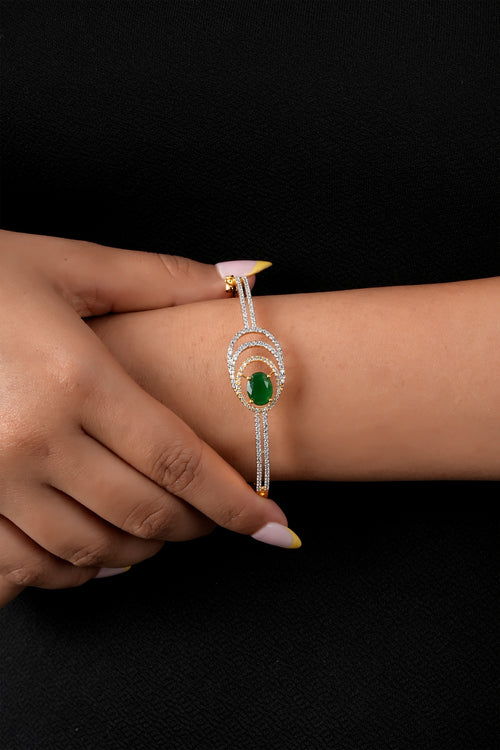 Emerald Stone Gold Kada Bracelet