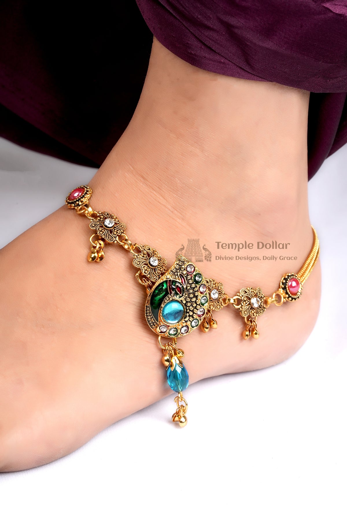 Royal Peacock Statement Anklet