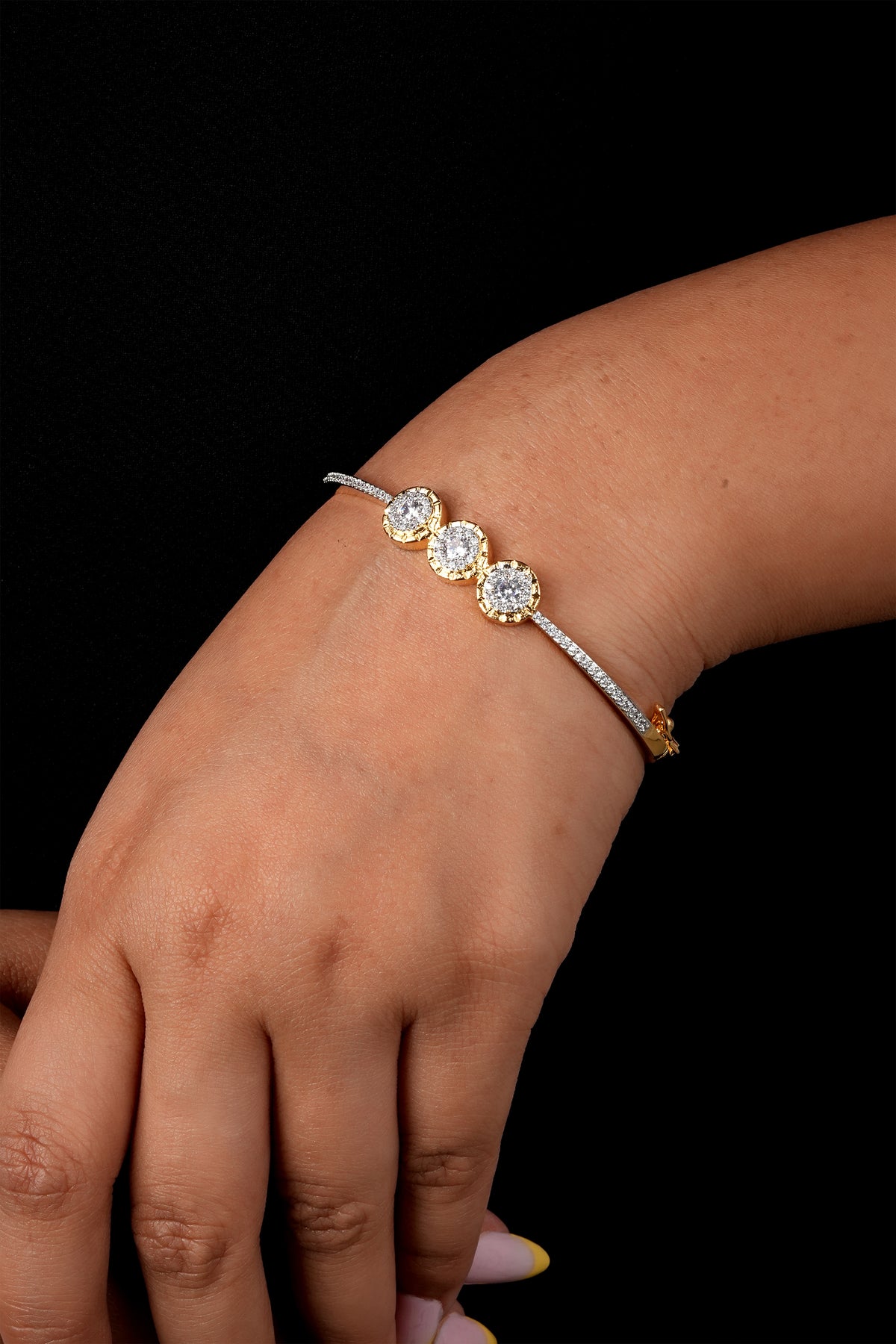 Women Brass American Diamond Gold-Plated Bracelet