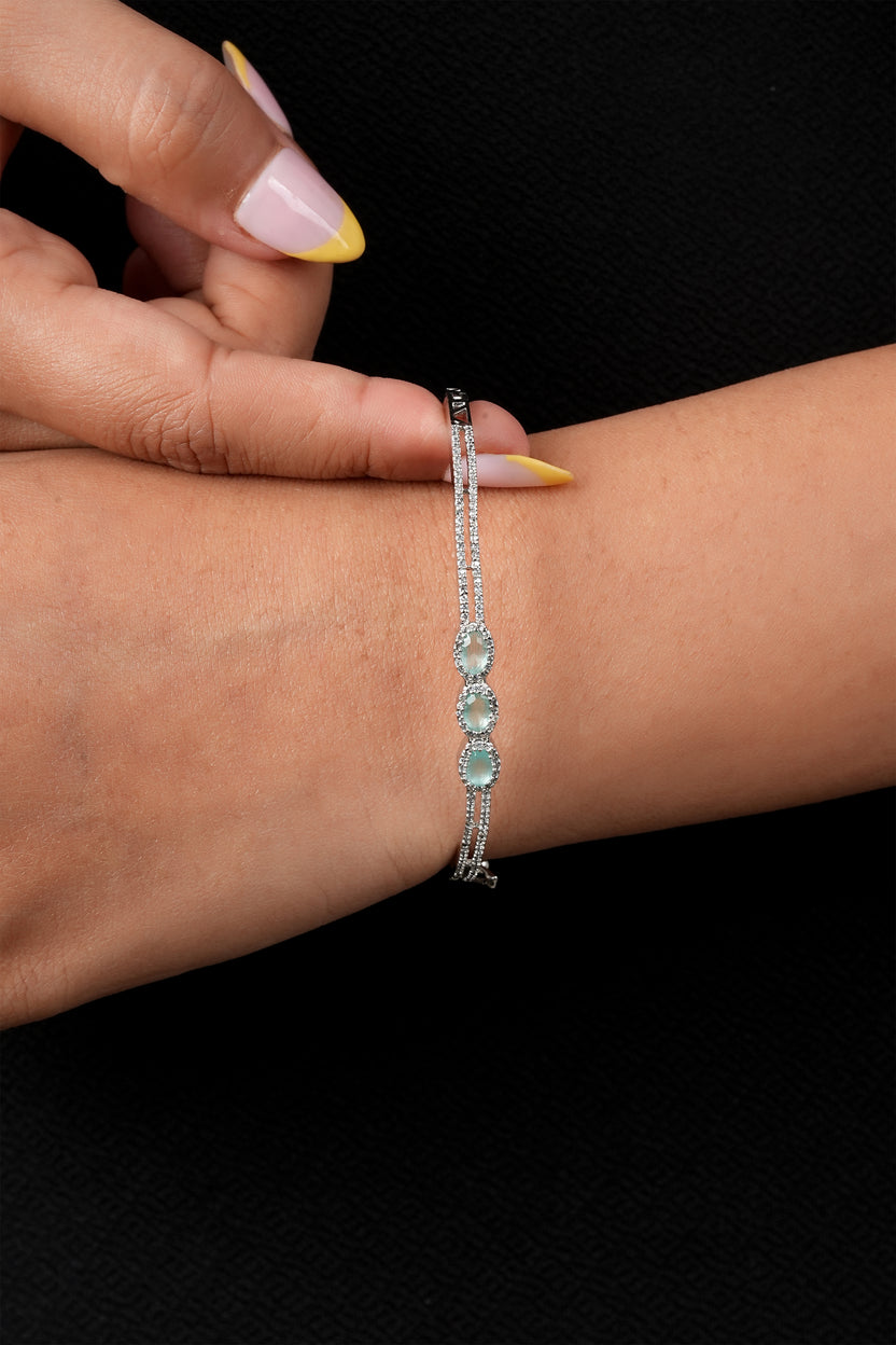 Sea Green AD Studded Cuff Bracelet