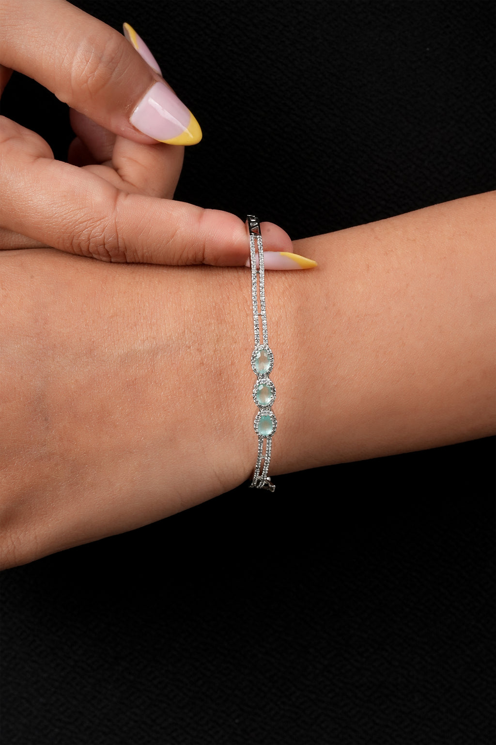 Sea Green AD Studded Cuff Bracelet