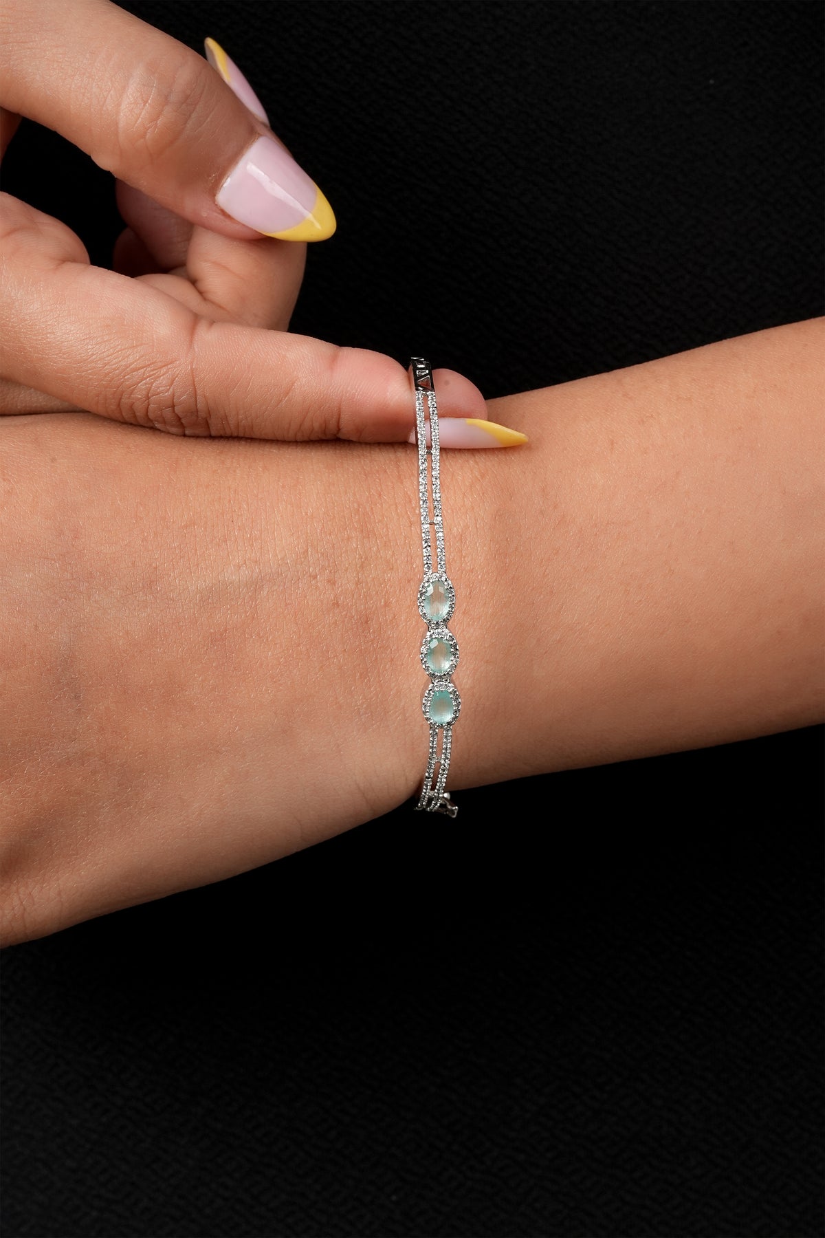 Sea Green AD Studded Cuff Bracelet
