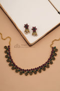 Antique Floral Kemp Choker with Pearl Jhumkas