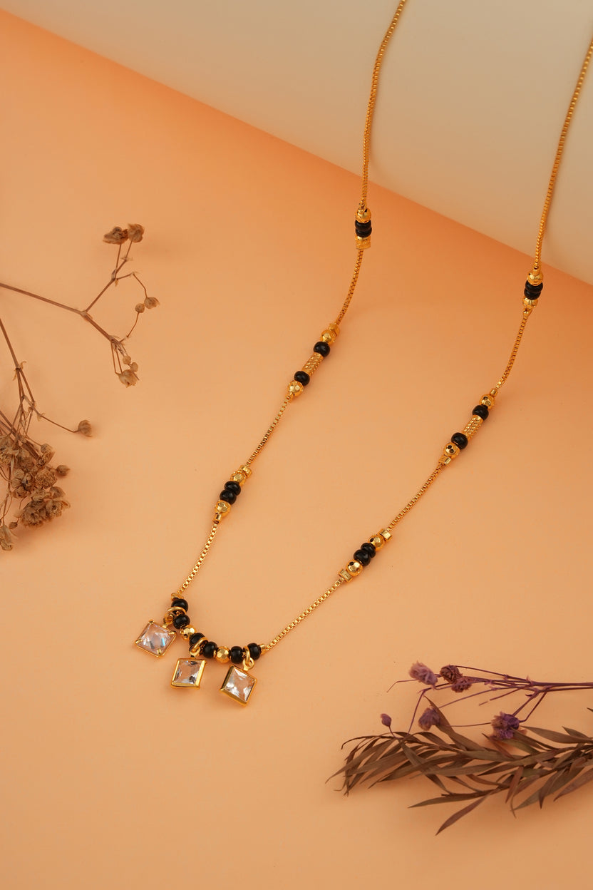 Dainty Polished Mangalsutra - side view