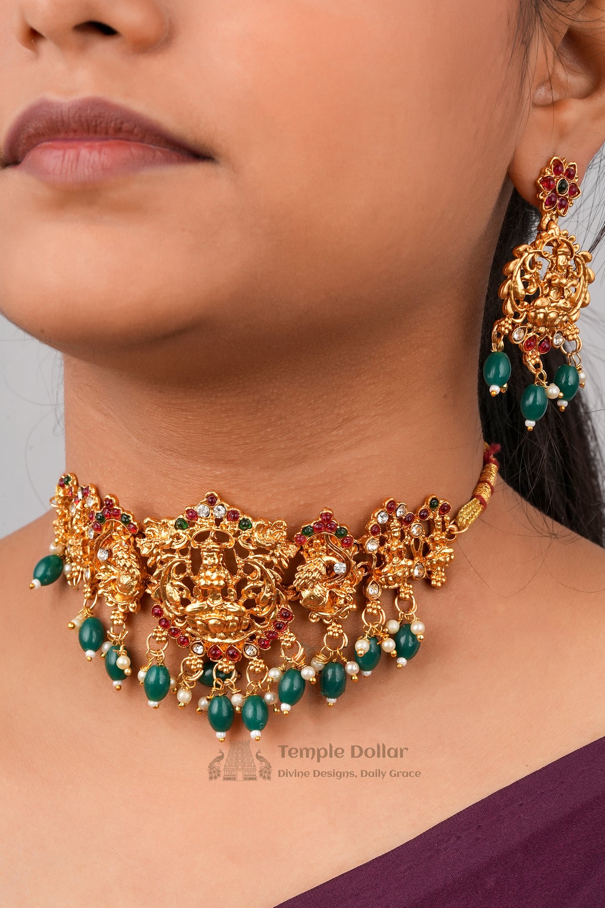 Antique Gold Lakshmi Temple Jewelry Set