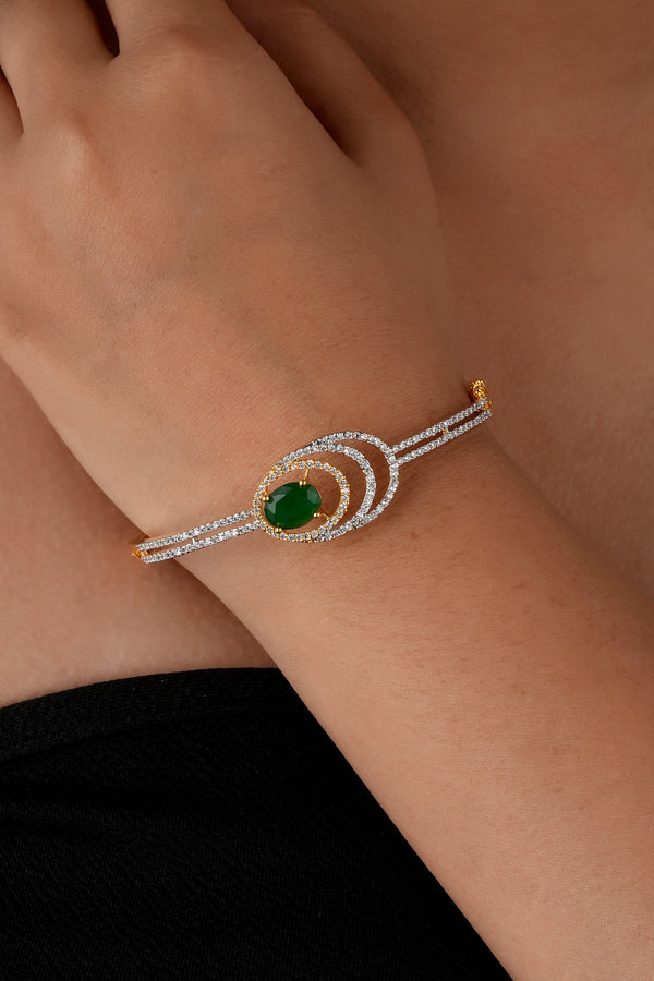 Emerald Stone Gold Kada Bracelet