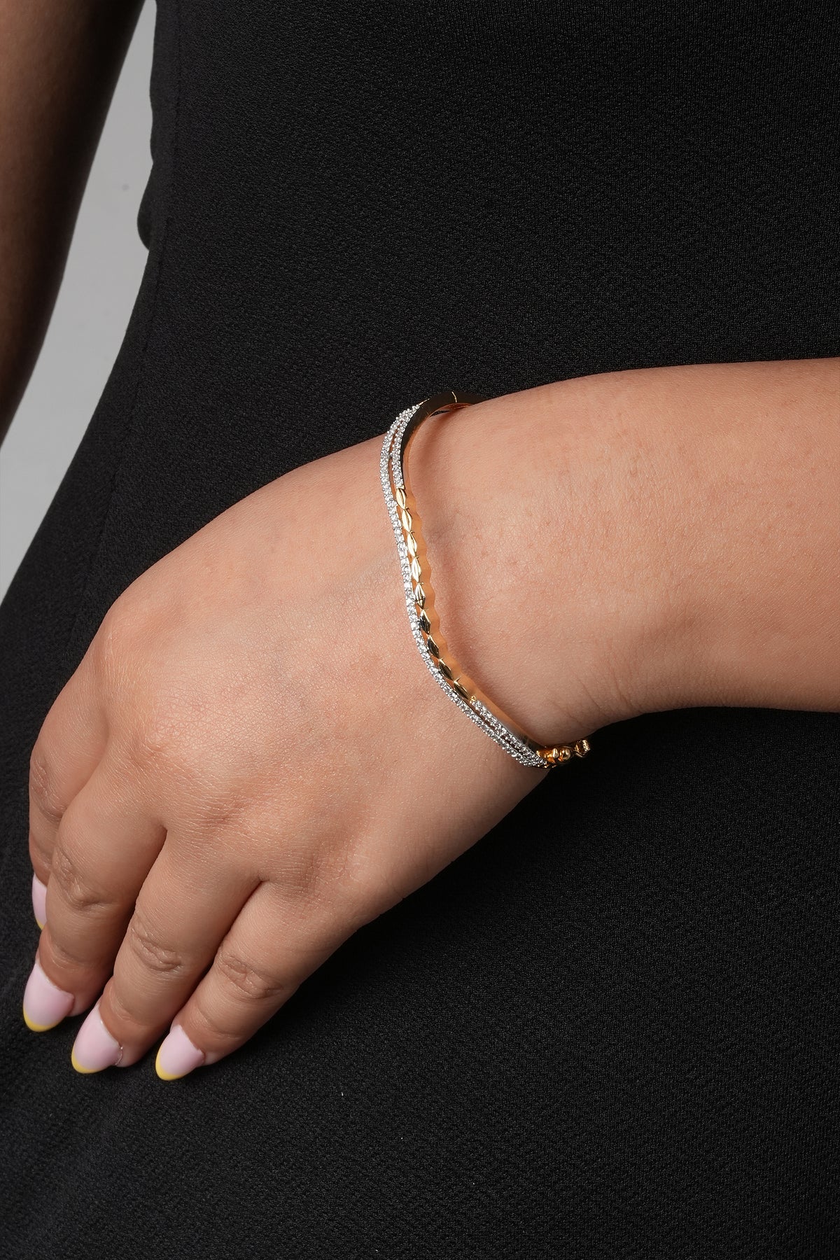 Gold and Diamond Bangle-Style cuff Bracelet