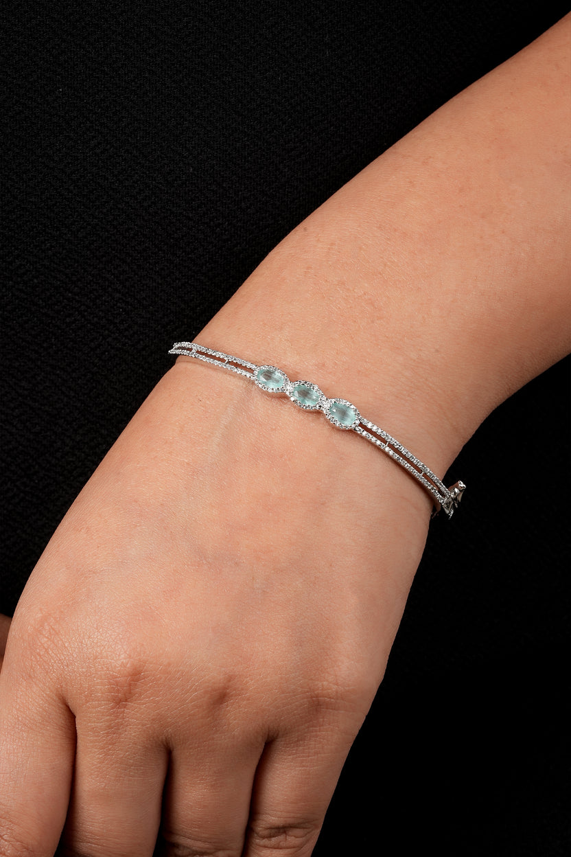 Sea Green AD Studded Cuff Bracelet