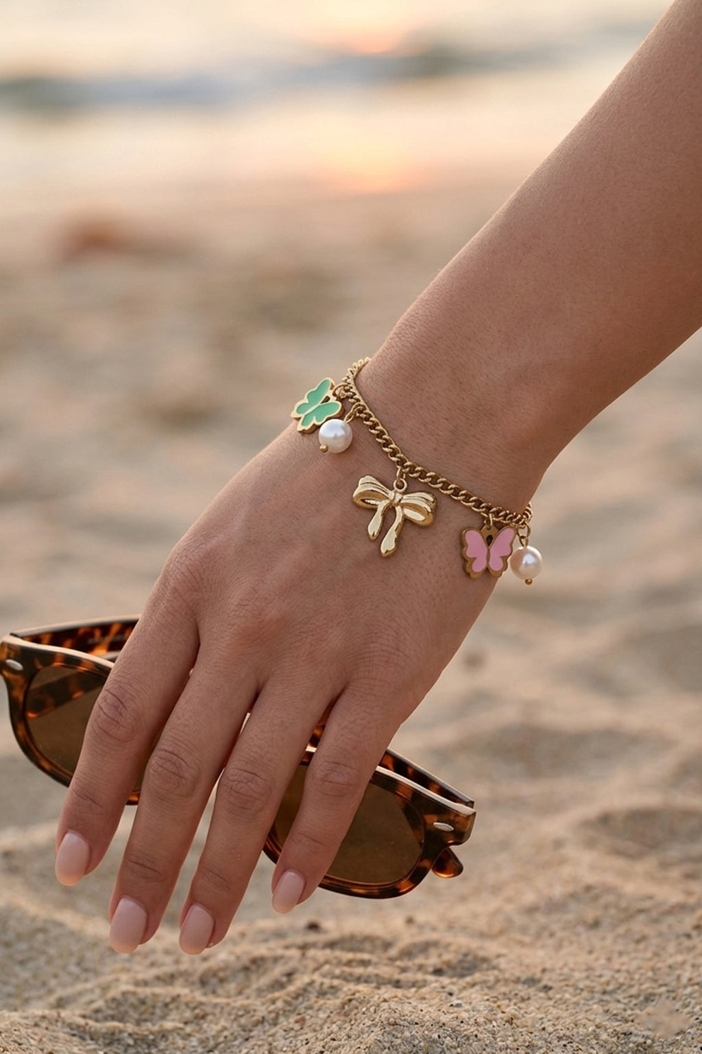 Clover and Butterfly Charm Bracelet
