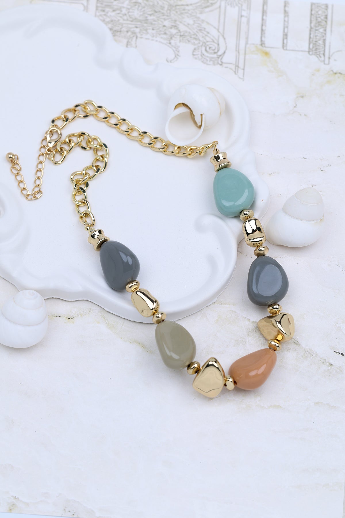 Tumbled Stone Beaded Necklace