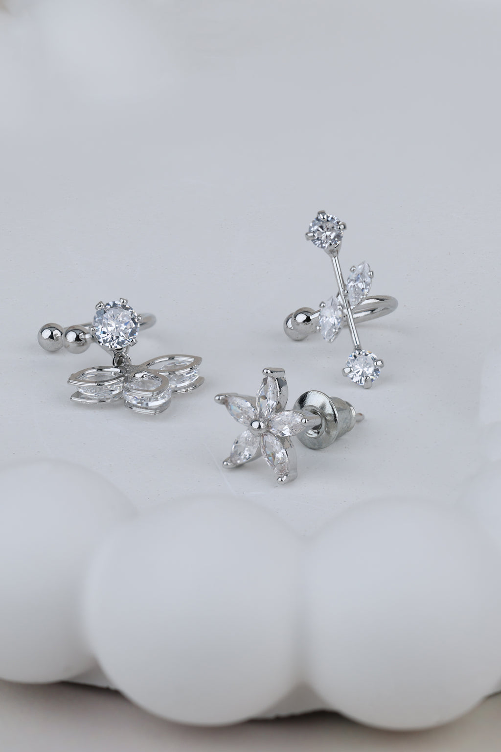 Flower and Leaf Ear Cuff Set