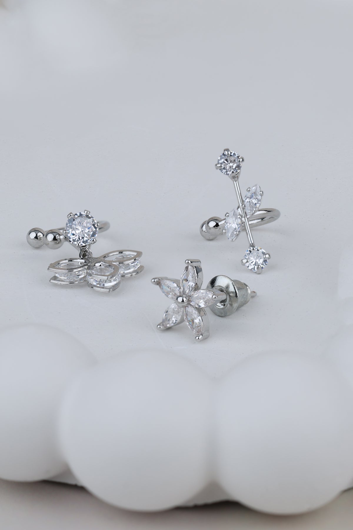 Flower and Leaf Ear Cuff Set