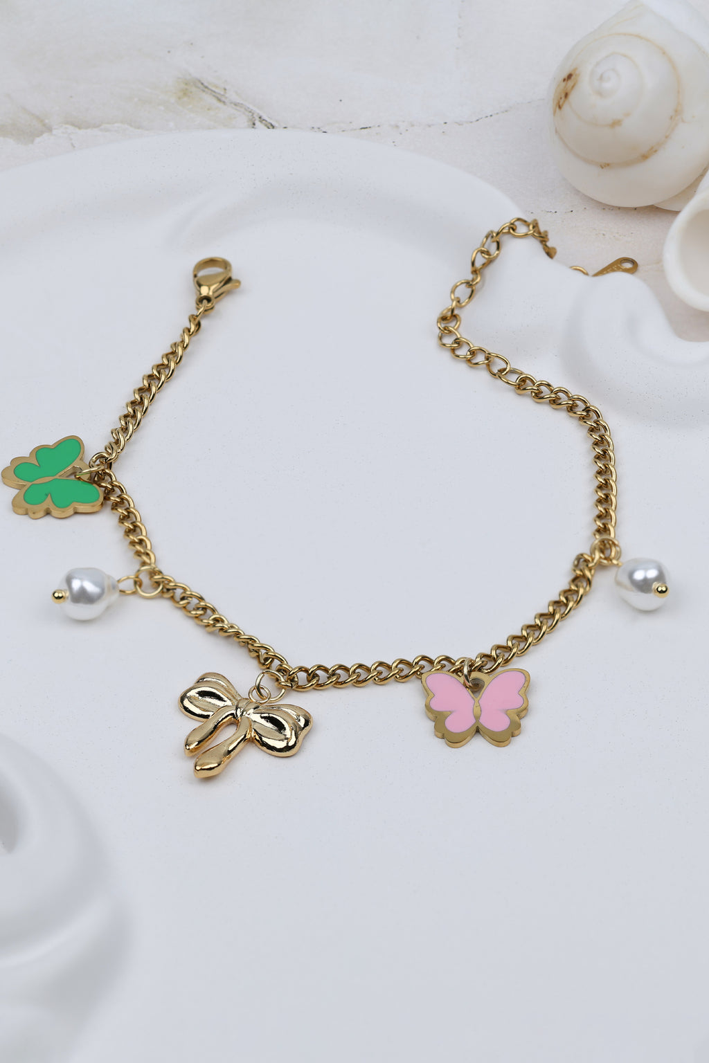 Clover and Butterfly Charm Bracelet