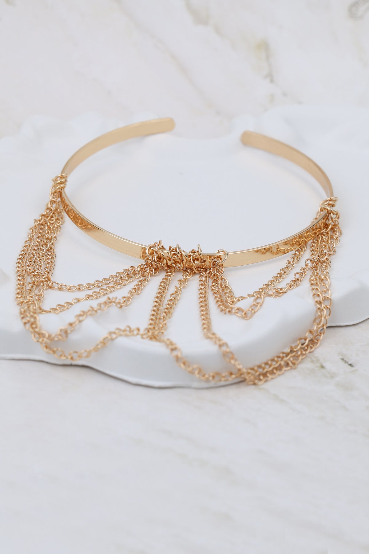 Gold Drape Fringe Arm Cuff