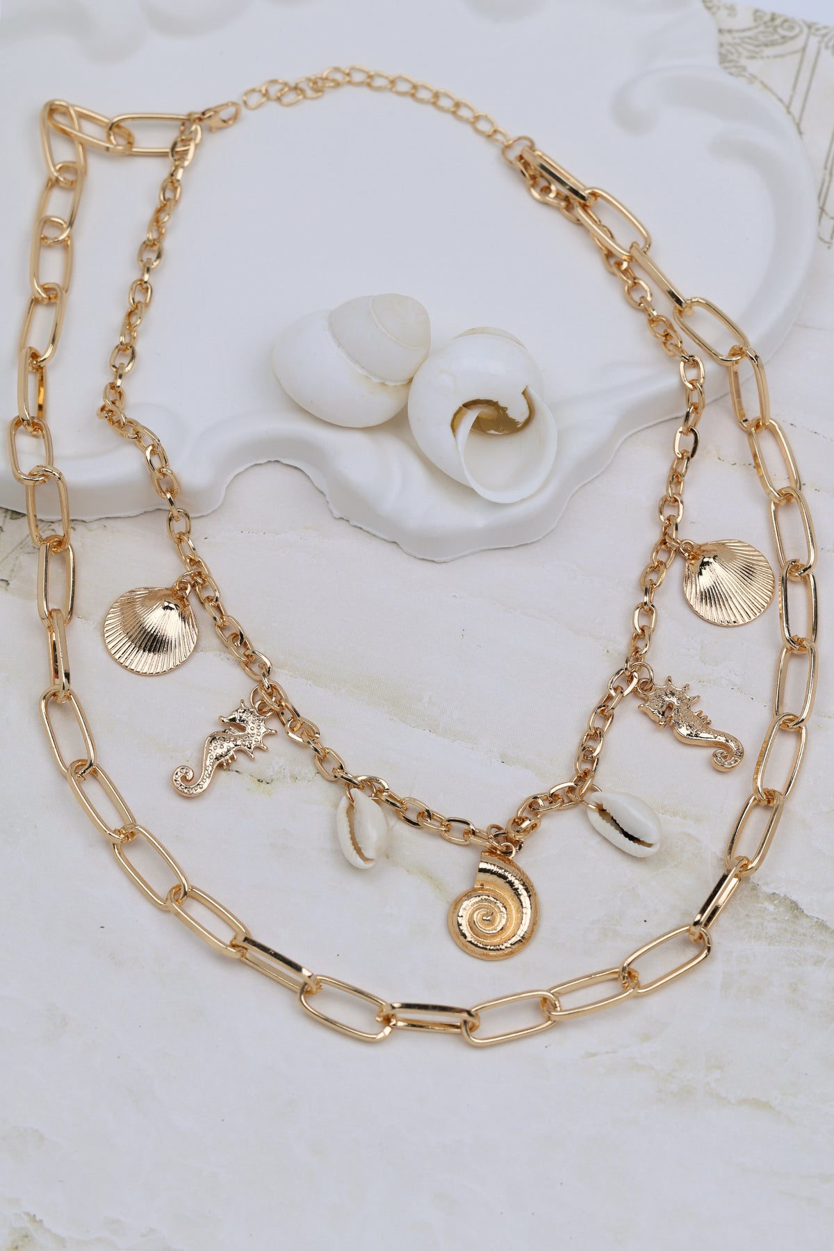 Layered Nautical Charm Necklace