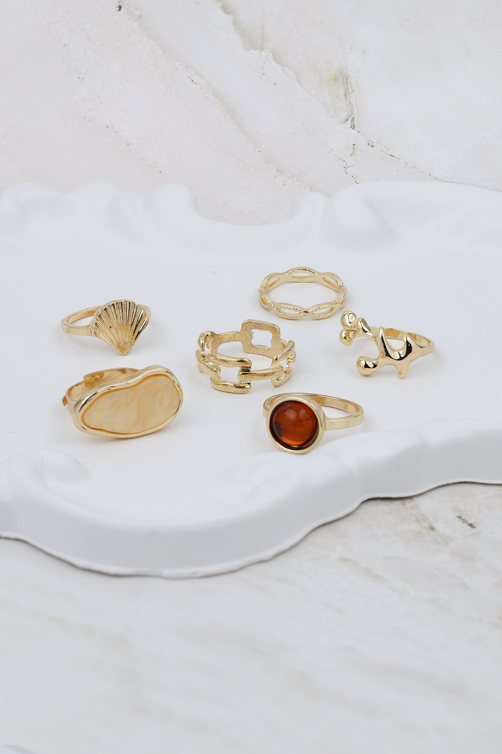 Coastal Treasures 6-piece Gold Ring Set