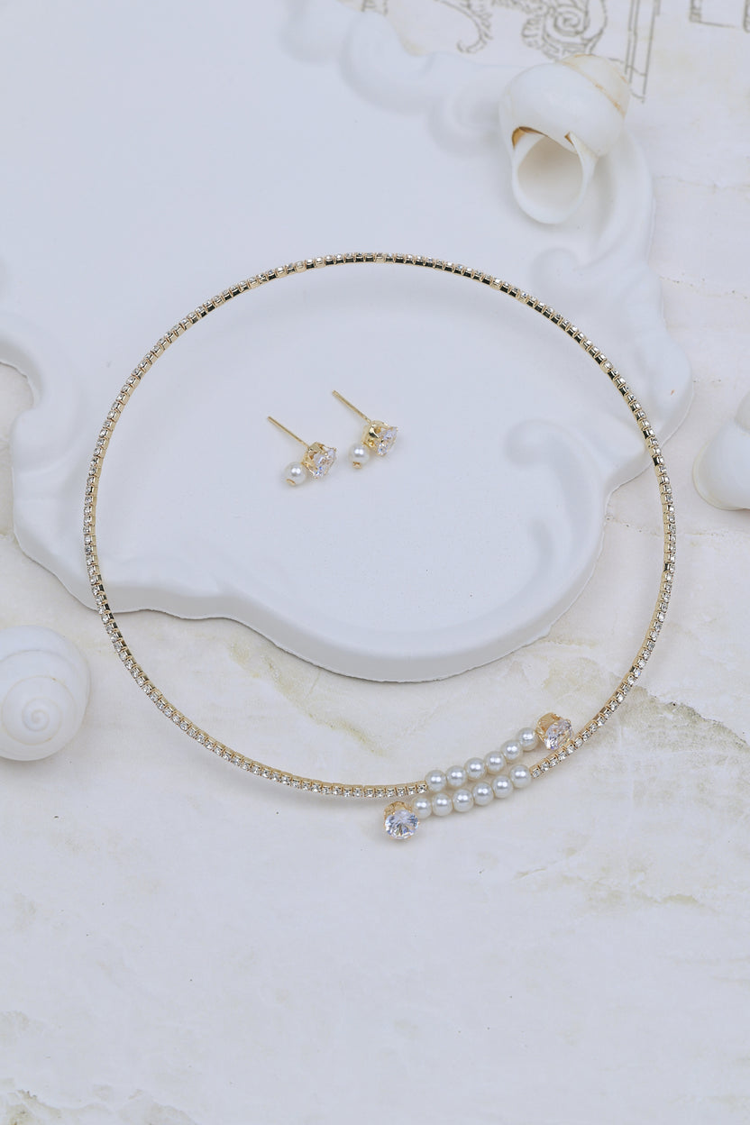 Besto Gold-plated Choker and Earring Set