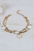 Clover Heart Charm Layered Bracelet