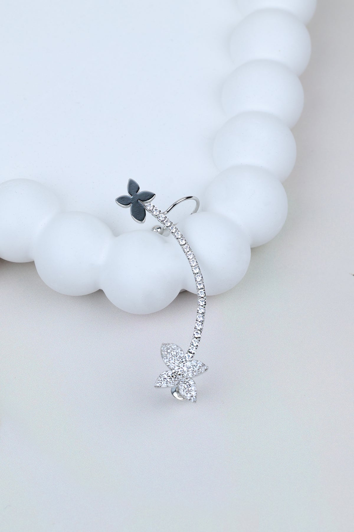 Butterfly Crystal Silver Ear Cuff