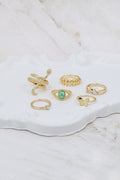 Bohemian Serpentine 6-piece Gold Ring Set