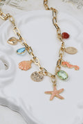 Gold Ocean Charm Necklace